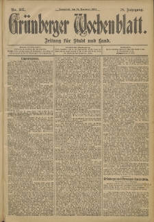 Grünberger Wochenblatt: Zeitung für Stadt und Land, No. 137 (15. November 1902)
