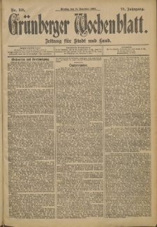 Grünberger Wochenblatt: Zeitung für Stadt und Land, No. 138 (18. November 1902)