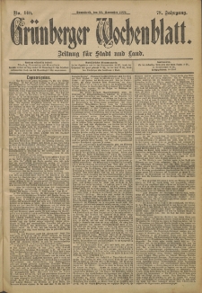 Grünberger Wochenblatt: Zeitung für Stadt und Land, No. 140 (22. November 1902)