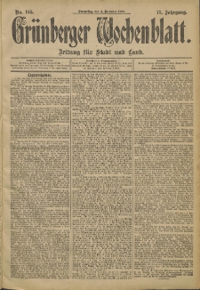 Grünberger Wochenblatt: Zeitung für Stadt und Land, No. 145 (4. December 1902)