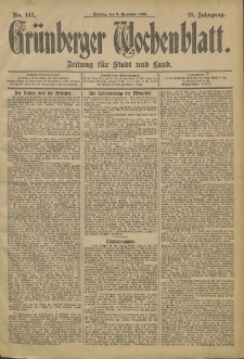 Grünberger Wochenblatt: Zeitung für Stadt und Land, No. 147 (9. December 1902)