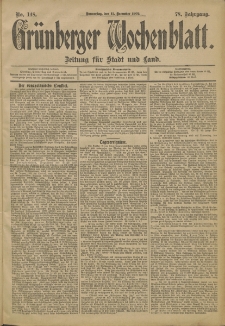 Grünberger Wochenblatt: Zeitung für Stadt und Land, No. 148 (11. December 1902)