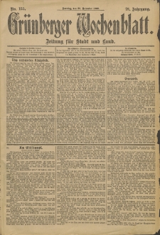 Grünberger Wochenblatt: Zeitung für Stadt und Land, No. 155 (28. December 1902)