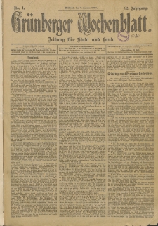 Grünberger Wochenblatt: Zeitung für Stadt und Land, No. 1. (3. Januar 1906)