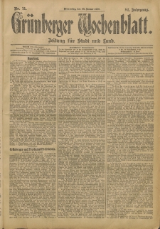 Grünberger Wochenblatt: Zeitung für Stadt und Land, No. 11. (25. Januar 1906)