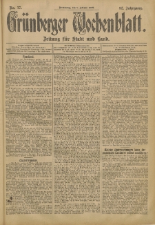 Grünberger Wochenblatt: Zeitung für Stadt und Land, No. 17. (8. Februar 1906)