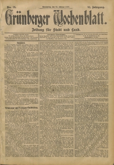 Grünberger Wochenblatt: Zeitung für Stadt und Land, No. 23. (22. Februar 1906)