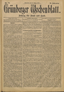 Grünberger Wochenblatt: Zeitung für Stadt und Land, No. 24. (24. Februar 1906)