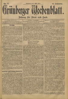 Grünberger Wochenblatt: Zeitung für Stadt und Land, No. 27. (3. März 1906)