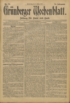 Grünberger Wochenblatt: Zeitung für Stadt und Land, No. 32. (15. März 1906)