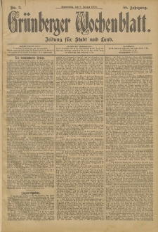 Grünberger Wochenblatt: Zeitung für Stadt und Land, No. 3. (7. Januar 1904)