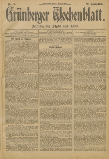 Grünberger Wochenblatt: Zeitung für Stadt und Land, No. 4. (9. Januar 1904)