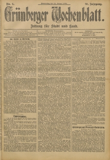 Grünberger Wochenblatt: Zeitung für Stadt und Land, No. 6. (14. Januar 1904)