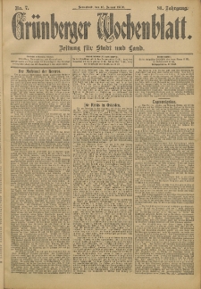 Grünberger Wochenblatt: Zeitung für Stadt und Land, No. 7. (16. Januar 1904)