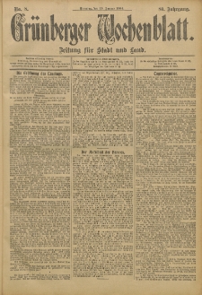Grünberger Wochenblatt: Zeitung für Stadt und Land, No. 8. (19. Januar 1904)