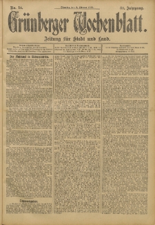 Grünberger Wochenblatt: Zeitung für Stadt und Land, No. 14. (2. Februar 1904)