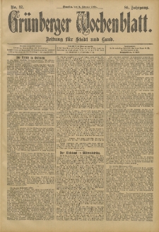 Grünberger Wochenblatt: Zeitung für Stadt und Land, No. 17. (9. Februar 1904)