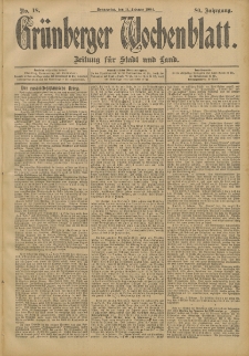 Grünberger Wochenblatt: Zeitung für Stadt und Land, No. 18. (11. Februar 1904)