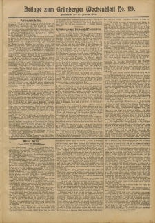 Grünberger Wochenblatt: Zeitung für Stadt und Land, No. 19. (13. Februar 1904)
