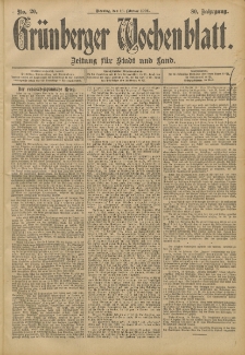 Grünberger Wochenblatt: Zeitung für Stadt und Land, No. 20. (16. Februar 1904)
