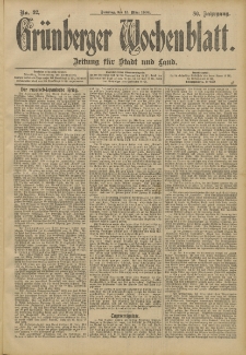 Grünberger Wochenblatt: Zeitung für Stadt und Land, No. 32. (15. März 1904)