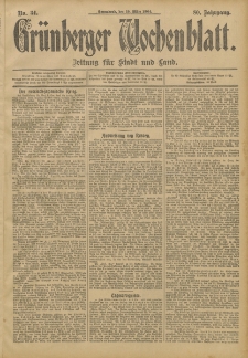 Grünberger Wochenblatt: Zeitung für Stadt und Land, No. 34. (19. März 1904)