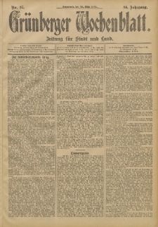 Gr&uuml;nberger Wochenblatt: Zeitung f&uuml;r Stadt und Land, No. 37. (26. M&auml;rz 1904)