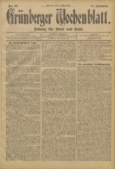 Grünberger Wochenblatt: Zeitung für Stadt und Land, No. 38. (29. März 1904)