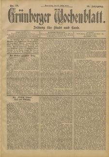 Gr&uuml;nberger Wochenblatt: Zeitung f&uuml;r Stadt und Land, No. 39. (31. M&auml;rz 1904)