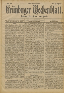 Grünberger Wochenblatt: Zeitung für Stadt und Land, No. 40. (3. April 1904)