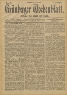 Grünberger Wochenblatt: Zeitung für Stadt und Land, No. 46. (16. April 1904)