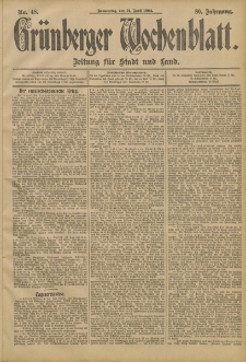 Grünberger Wochenblatt: Zeitung für Stadt und Land, No. 48. (21. April 1904)