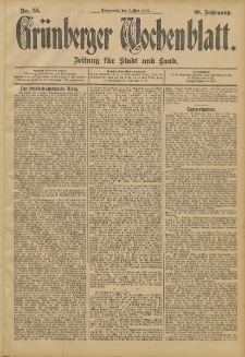 Grünberger Wochenblatt: Zeitung für Stadt und Land, No. 55. (7. Mai 1904)