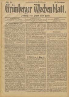 Grünberger Wochenblatt: Zeitung für Stadt und Land, No. 58. (14. Mai 1904)