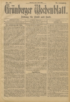 Grünberger Wochenblatt: Zeitung für Stadt und Land, No. 68. (7. Juni 1904)