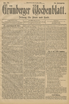 Grünberger Wochenblatt: Zeitung für Stadt und Land, No. 73. (18. Juni 1904)