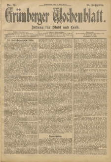 Gr&uuml;nberger Wochenblatt: Zeitung f&uuml;r Stadt und Land, No. 79. (2. Juli 1904)