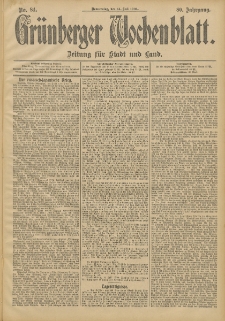 Grünberger Wochenblatt: Zeitung für Stadt und Land, No. 84. (14. Juli 1904)
