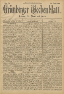 Grünberger Wochenblatt: Zeitung für Stadt und Land, No. 97. (13. August 1904)