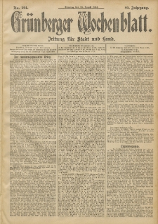 Grünberger Wochenblatt: Zeitung für Stadt und Land, No. 104. (30. August 1904)
