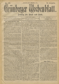 Grünberger Wochenblatt: Zeitung für Stadt und Land, No. 105. (1. September 1904)