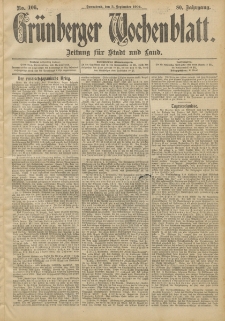 Grünberger Wochenblatt: Zeitung für Stadt und Land, No. 106. (3. September 1904)