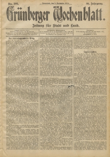Grünberger Wochenblatt: Zeitung für Stadt und Land, No. 106. (3. September 1904)