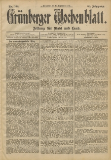 Gr&uuml;nberger Wochenblatt: Zeitung f&uuml;r Stadt und Land, No. 109. (10. September 1904)