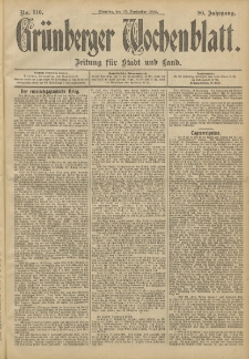 Grünberger Wochenblatt: Zeitung für Stadt und Land, No. 110. (13. September 1904)