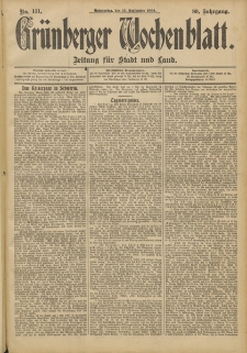 Grünberger Wochenblatt: Zeitung für Stadt und Land, No. 111. (15. September 1904)
