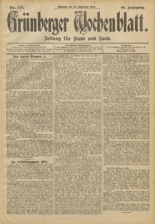 Grünberger Wochenblatt: Zeitung für Stadt und Land, No. 113. (20. September 1904)
