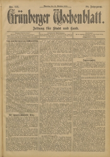 Gr&uuml;nberger Wochenblatt: Zeitung f&uuml;r Stadt und Land, No. 122. (11. Oktober 1904)