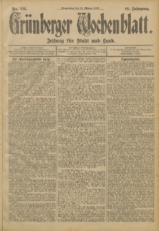 Grünberger Wochenblatt: Zeitung für Stadt und Land, No. 123. (13. Oktober 1904)