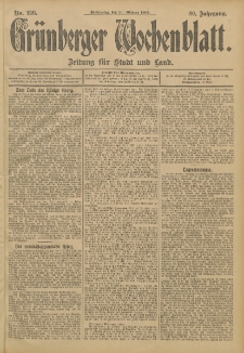 Grünberger Wochenblatt: Zeitung für Stadt und Land, No. 126. (20. Oktober 1904)